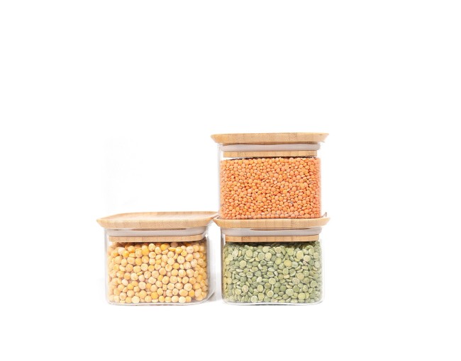 Spare parts Square storage jars Stackable