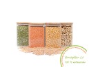 Bocaux de conservation carrés avec couvercles en bambou, lot de 4, 1200 ml