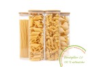 Barattoli quadrati con coperchio in bambù, set da 4, 2400 ml