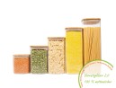 Square storage jars with bamboo lids, set of 5