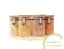 Clipverschluss Vorratsgläser mit Bambusdeckel 4er Set 1000ml