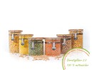 Clip-on storage jars with bamboo lids, set of 6
