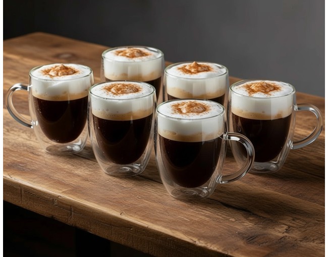 Doppelwandiges Glas mit Henkel 350 ml