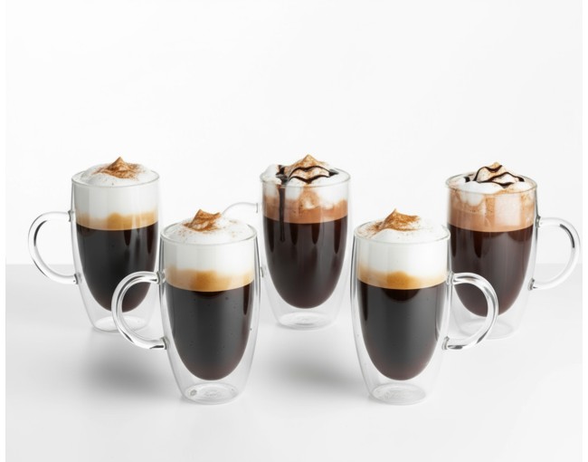 Verres à double paroi 450 ml avec anse, lot de 6