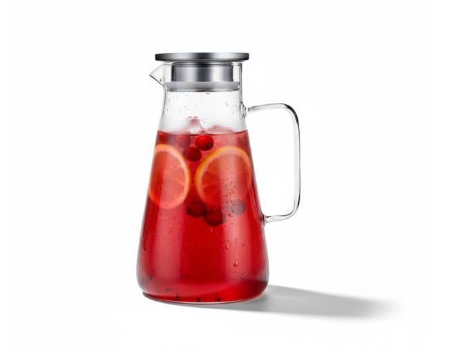 Caraffa in vetro con coperchio in acciaio inox 1800 ml