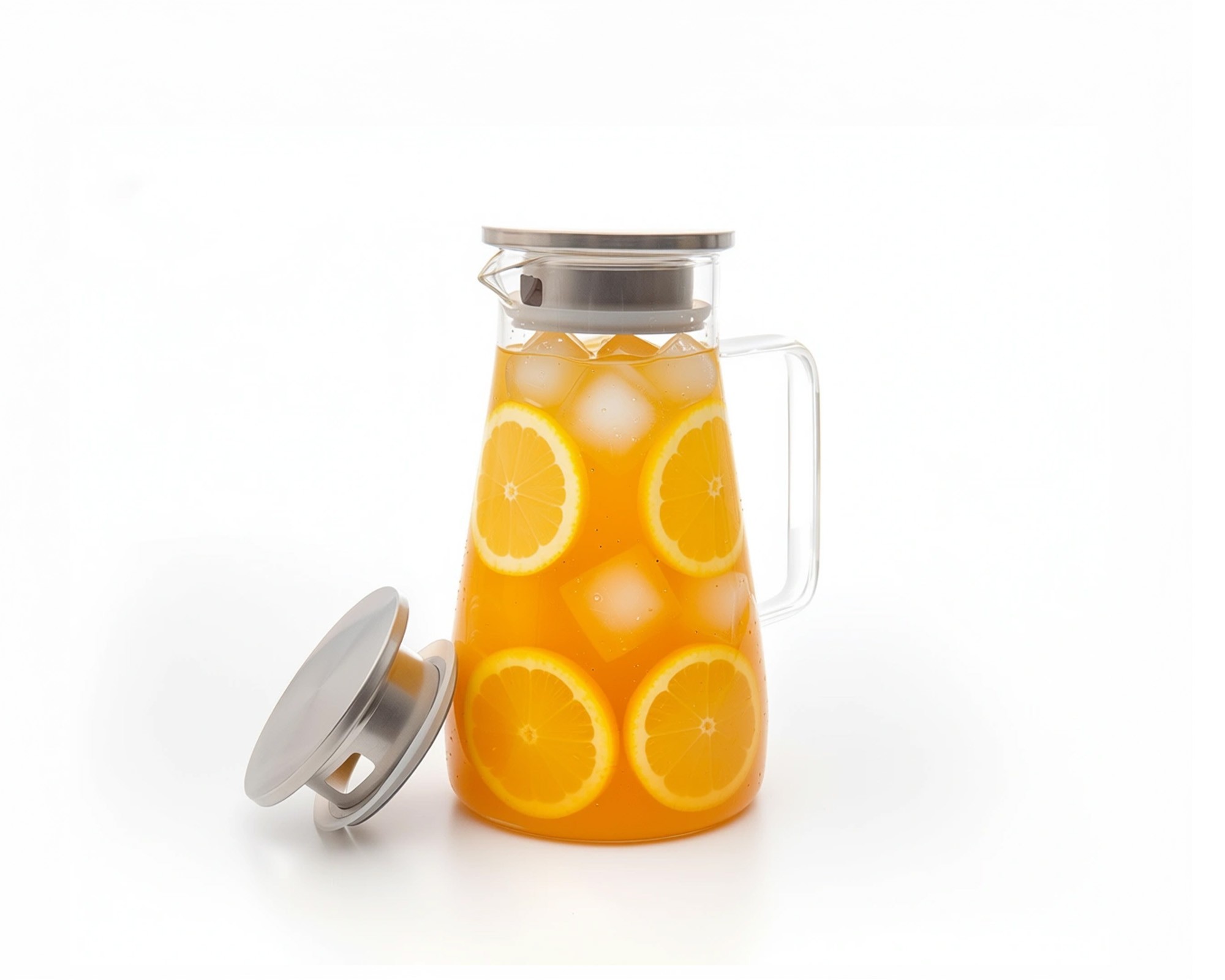 Carafe en verre avec couvercle en acier inoxydable large 1500 ml