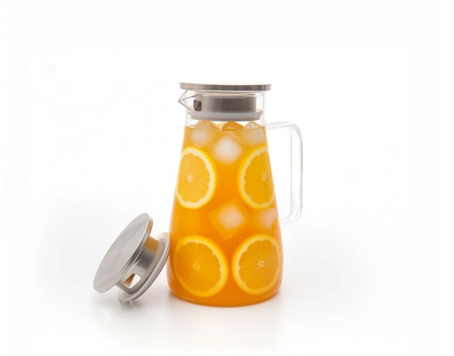 Glass carafe with stainless steel lid wide 1500 ml