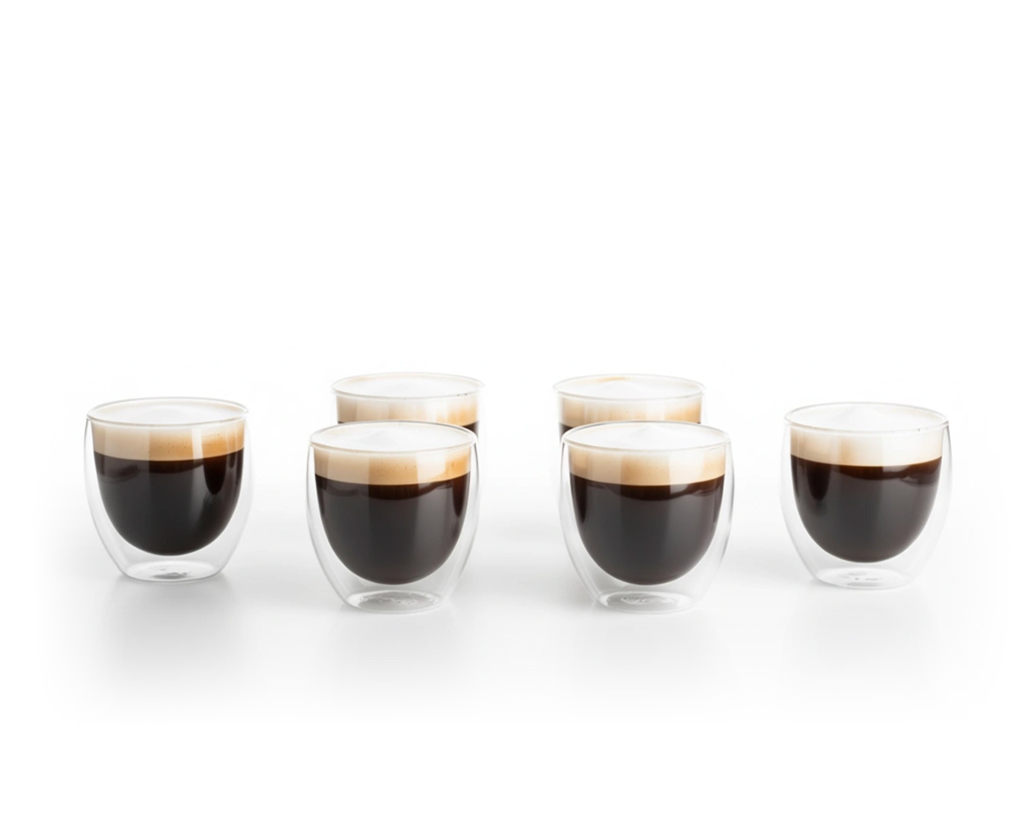 Double-walled 90 ml glasses in a set of 6
