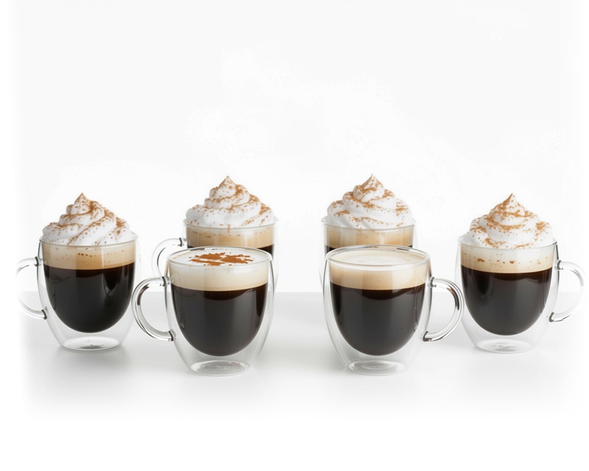 Double-walled 200 ml glasses with handle, set of 6