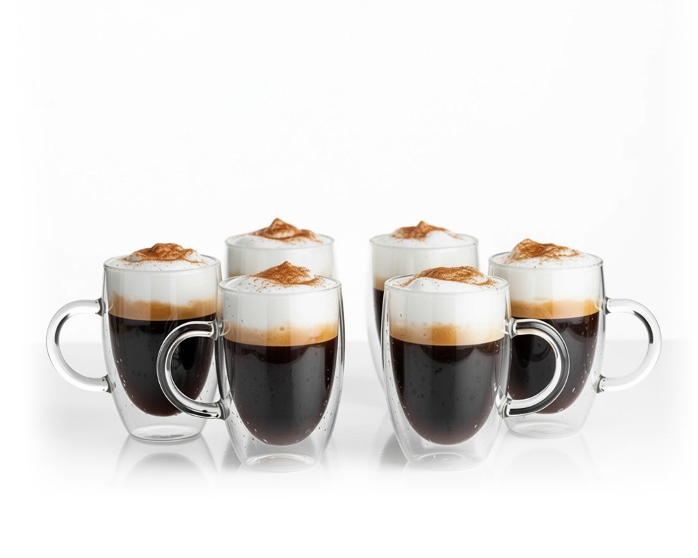 Verres à double paroi 350 ml avec anse, lot de 6