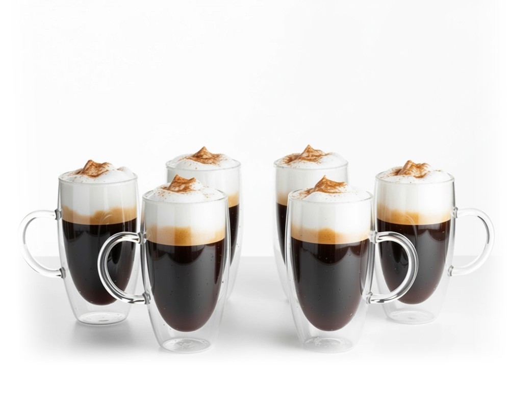 Verres à double paroi 450 ml avec anse, lot de 6