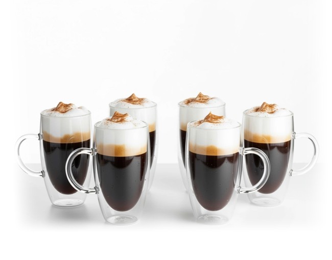 Verres à double paroi 450 ml avec anse, lot de 6