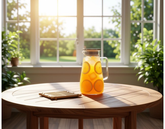 Glass carafe with stainless steel lid wide 1500 ml