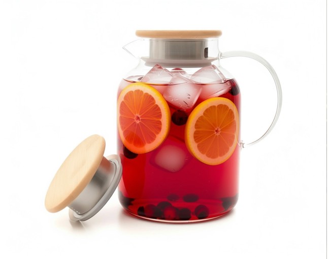 Teekanne mit  Bambus-Deckel 1400 ml