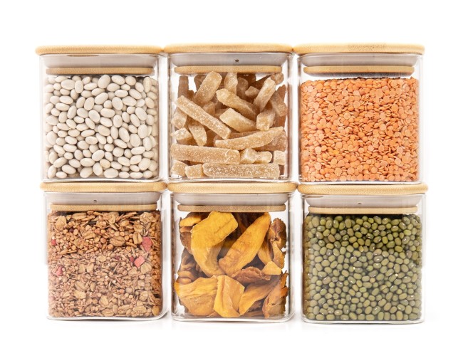 Bocaux de conservation ronds avec couvercles en bambou, lot de 4, 800 ml