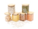 Round storage jars with bamboo lids, set of 4, 800ml