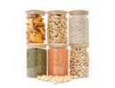 Round storage jars with bamboo lids, set of 4, 800ml