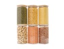 Round storage jars with bamboo lids, set of 4, 800ml