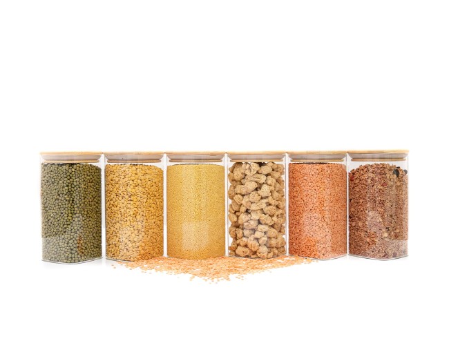 Schmale quadratische Vorratsgläser 16cm hoch 6er Set Ø8cm