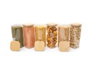 Barattoli rotondi con coperchio in bambù, set da 4, 800 ml