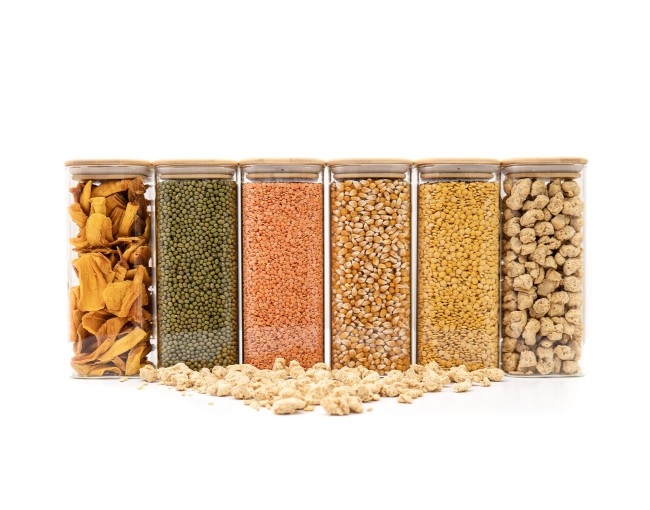 Bocaux de conservation ronds avec couvercles en bambou, lot de 4, 800 ml