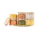 Round storage jars with bamboo lids, set of 4, 800ml