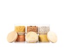 Round storage jars with bamboo lids, set of 4, 800ml