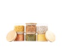 Round storage jars with bamboo lids, set of 4, 800ml