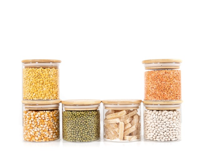 Bocaux de conservation ronds avec couvercles en bambou, lot de 4, 800 ml