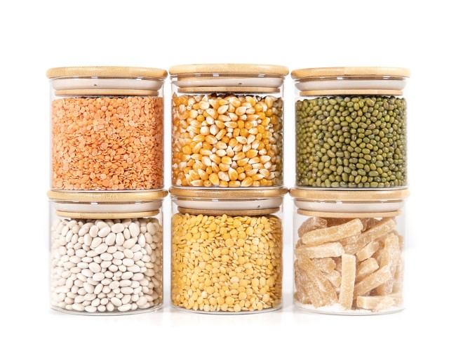 Round storage jars with bamboo lids, set of 4, 800ml