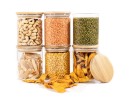 Barattoli rotondi con coperchio in bambù, set da 4, 800 ml