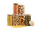 Round storage jars with bamboo lids, set of 4, 800ml