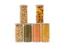 Round storage jars with bamboo lids, set of 4, 800ml