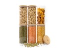 Bocaux de conservation ronds avec couvercles en bambou, lot de 4, 800 ml