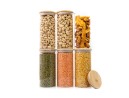 Round storage jars with bamboo lids, set of 4, 800ml