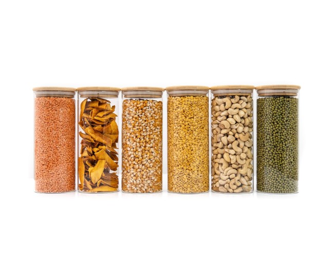 Bocaux de conservation ronds avec couvercles en bambou, lot de 4, 800 ml