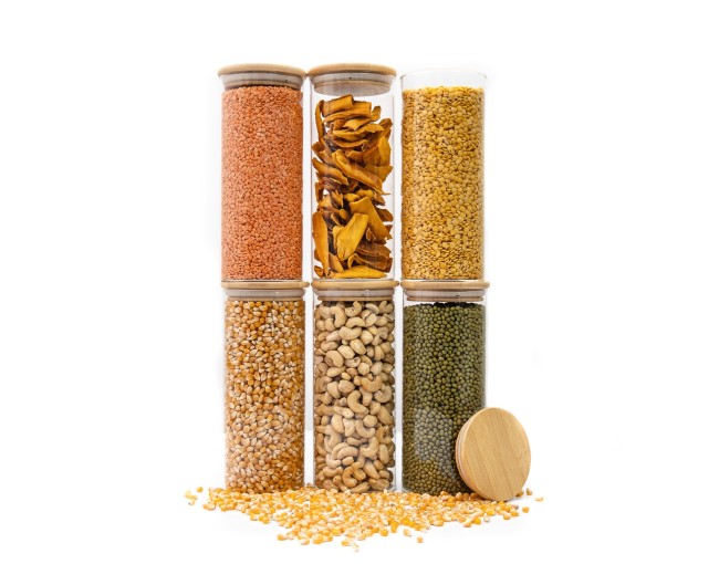 Bocaux de conservation ronds avec couvercles en bambou, lot de 4, 800 ml