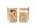 Storage jars with bamboo lid and spoon, set of 2
