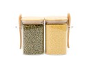 Storage jars with bamboo lid and spoon, set of 2, square