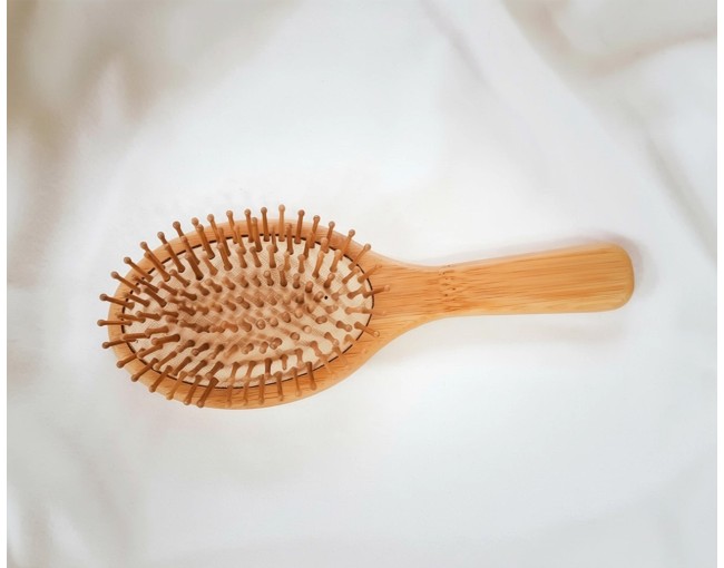 Large round bamboo hairbrush