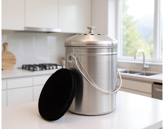 Compost bin 5 liters stainless steel with filter