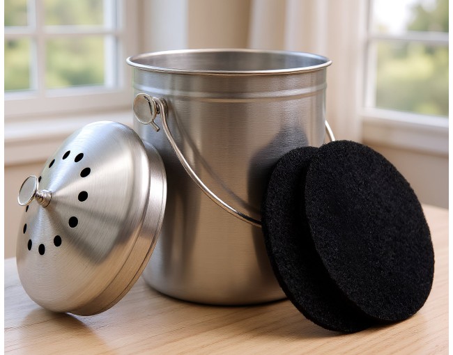 Compost bin 5 liters stainless steel with filter