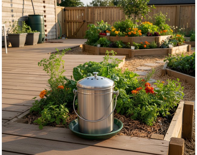 Bac à compost 5 litres en acier inoxydable avec filtre