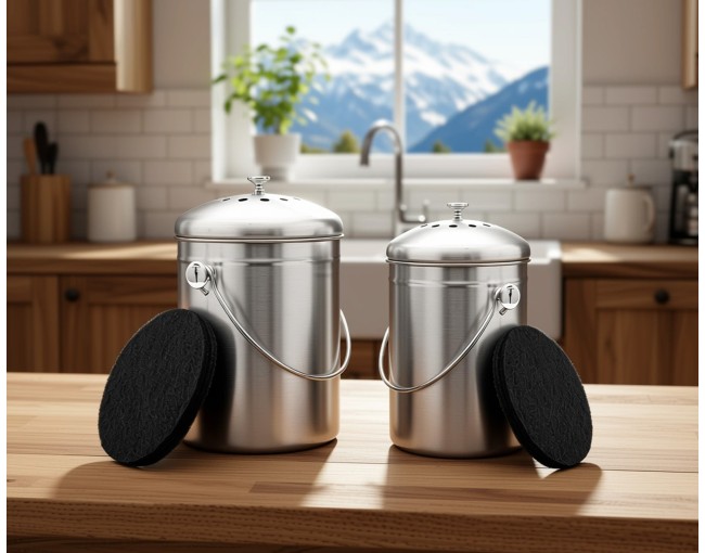 Compostiera 5 litri in acciaio inox con filtro