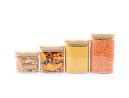 Narrow square storage jars, set of 4, small, Ø8cm