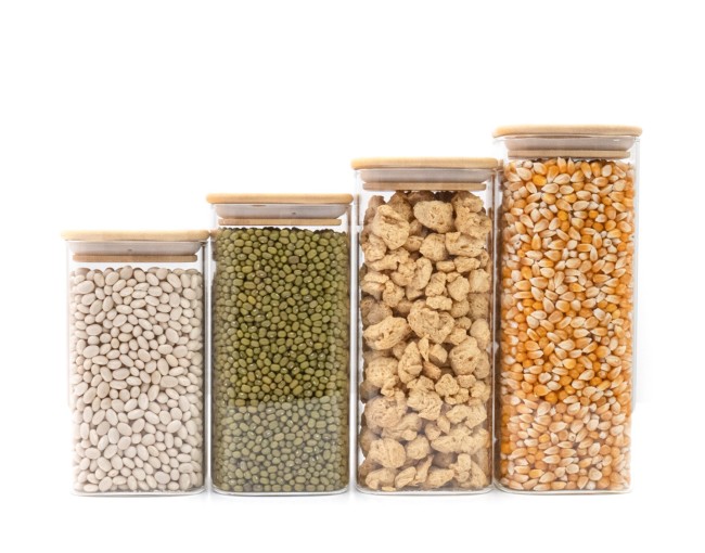 Narrow square storage jars, set of 4, large, Ø8cm