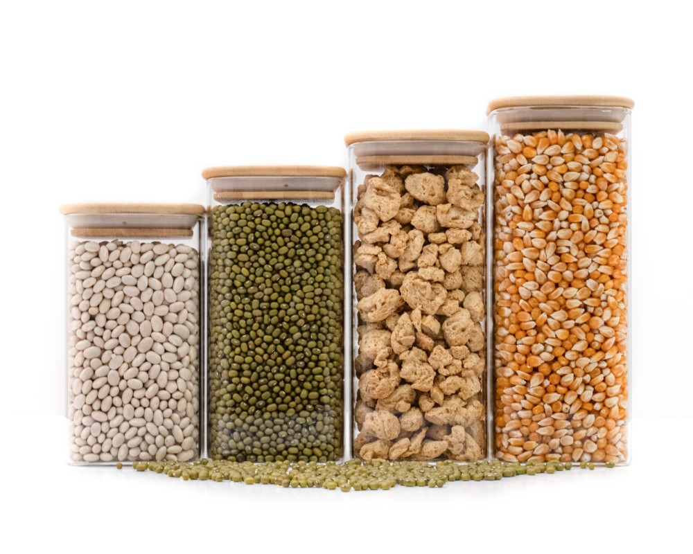 Narrow square storage jars, set of 4, large, Ø8cm