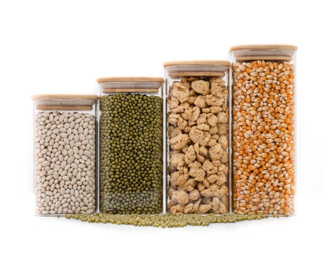 Schmale quadratische Vorratsgläser 4er Set gross Ø8cm