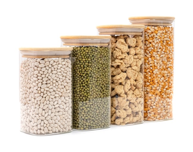 Narrow square storage jars, set of 4, large, Ø8cm