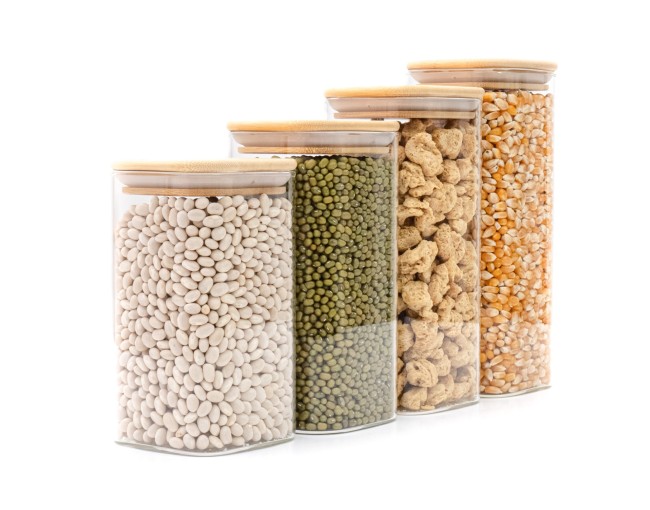 Narrow square storage jars, set of 4, large, Ø8cm